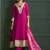 Pink chanderi printed hand embroidery kurta set with dupatta