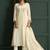 Cream chanderi printed hand embroidery kurta set with dupatta