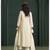 Cream chanderi printed hand embroidery kurta set with dupatta