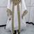 Elegant White & Gold Moroccan Kaftan Dress with Heavy Embroidery, Beaded Belt & Flared Sleeves