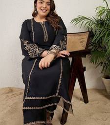 Plus Size Ethnic Motifs Embroidered Regular Thread Work Kurta with Trousers