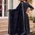 Navy vichitra silk sequinned embroidered flared suit set with vichitra silk dupatta