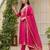 Rani embroidered lined silk a-line salwar suit set with cotton chanderi dupatta