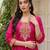 Rani embroidered lined silk a-line salwar suit set with cotton chanderi dupatta