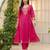 Rani embroidered lined silk a-line salwar suit set with cotton chanderi dupatta