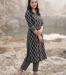 Women Paisley Printed Panelled Mirror Work Pure Cotton Kurta with Trousers