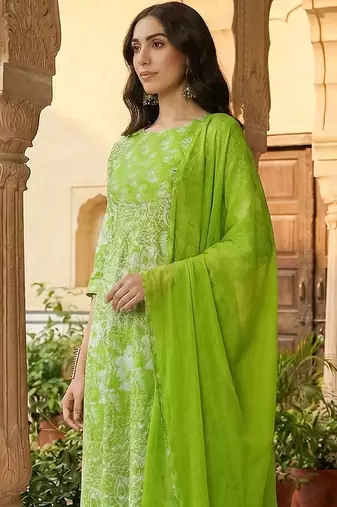 Women Ethnic Motifs Printed Regular Pure Cotton Kurta with Trousers & With Dupatta