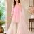 Peach embroidered cotton satin sharara salwar suit set with printed dupatta