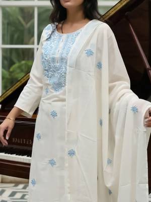 Ethnic Motifs Embroidered Thread Work Pure Cotton Kurta With Trousers & Dupatta 3
