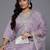 Plus Size Lavender Embroidered Straight Kurta Trousers With Dupatta Set