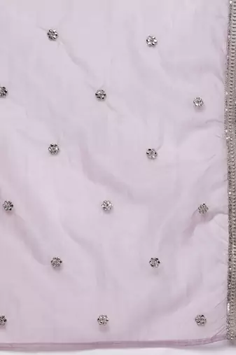 Plus Size Lavender Embroidered Straight Kurta Trousers With Dupatta Set
