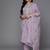 Plus Size Lavender Embroidered Straight Kurta Trousers With Dupatta Set