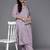 Plus Size Lavender Embroidered Straight Kurta Trousers With Dupatta Set