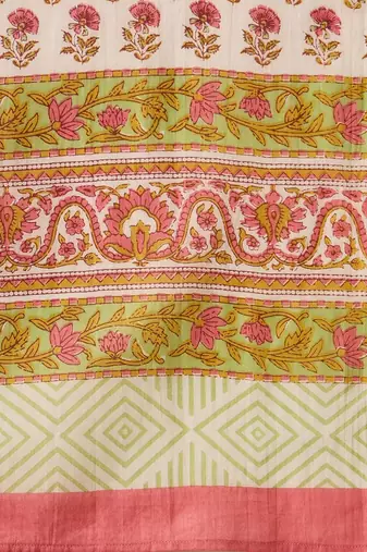 Floral Printed V-Neck Pure Cotton Straight Kurta with Trousers & With Dupatta