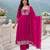 Rani embroidered vichitra silk flared salwar suit set with dupatta