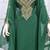 Emerald Green Moroccan Kaftan Dress with Luxurious Gold Embroidery & Flared Sleeves
