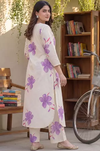 Women Floral Printed Regular Pure Cotton Kurta with Palazzos