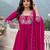 Rani embroidered vichitra silk flared salwar suit set with dupatta