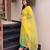 Lemon yellow printed & embroidered chinon straight salwar suit set with orgenza dupatta