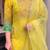 Lemon yellow printed & embroidered chinon straight salwar suit set with orgenza dupatta