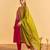 Gajri embroidered vichitra silk flared salwar suit set with vichitra silk dupatta