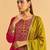 Gajri embroidered vichitra silk flared salwar suit set with vichitra silk dupatta