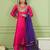 Rani embroidered viscose silk a-line salwar suit set with organza dupatta