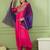 Rani embroidered viscose silk a-line salwar suit set with organza dupatta