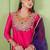 Rani embroidered viscose silk a-line salwar suit set with organza dupatta