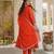 Orange embroidered lined silk a-line salwar suit set with cotton chanderi dupatta