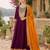Wine embroidered vichitra silk flared salwar suit set with dupatta