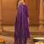 Violet embroidered viscose silk flared salwar suit set with dupatta