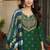 Bottle green printed & embroidered viscose silk patiala salwar suit set with dupatta