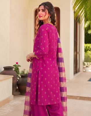 Rani printed & embroidered viscose silk patiala salwar suit set with dupatta 5
