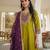 Liril embroidered vichitra silk anarkali salwar suit set with printed dupatta