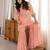 Peach embroidered viscose zari kurta set with real kutch mirror work & sharara