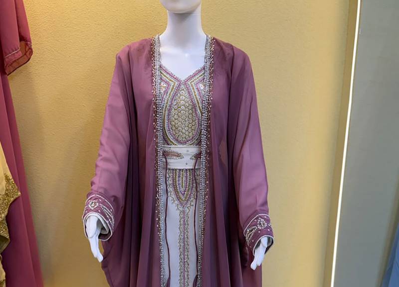 Luxury Mauve Moroccan Kaftan with Intricate Embroidery – Elegant Traditional 2-Piece Formal Dress