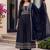 Navy vichitra silk sequinned embroidered flared suit set with vichitra silk dupatta