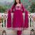 Rani embroidered vichitra silk flared salwar suit set with dupatta