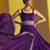 Purple embroidered vichitra silk flared salwar suit set with dupatta