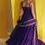 Purple embroidered vichitra silk flared salwar suit set with dupatta
