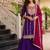 Violet embroidered vichitra silk straight salwar suit set with dupatta