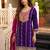 Violet embroidered vichitra silk straight salwar suit set with dupatta