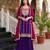 Violet embroidered vichitra silk straight salwar suit set with dupatta