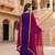 Violet embroidered vichitra silk straight salwar suit set with dupatta