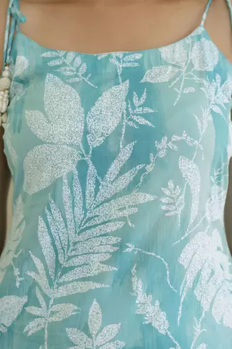 Sky Blue Women Floral Printed Cotton Kurta with Pyjama & Dupatta