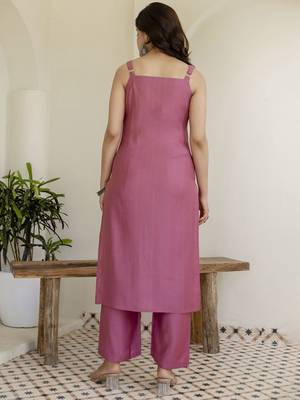 Pink Women Floral Printed Cotton Kurta with Trousers & Dupatta 5