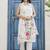 White Floral Printed Shoulder Strap Cotton Kurta with Pyjamas & Dupatta