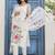 White Floral Printed Shoulder Strap Cotton Kurta with Pyjamas & Dupatta
