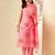 Pink Floral Printed Regular Phulkari Cotton Kurta ,Trousers & Dupatta